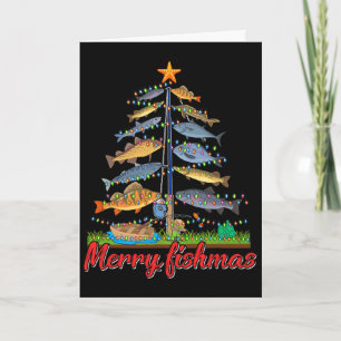 Cartão Feliz Fishmas Fisher Divertido Árvore de Natal de
