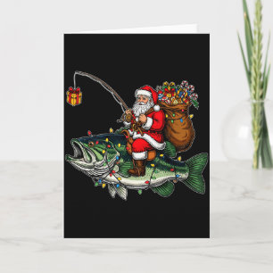 Cartão Feliz Fishmas Papai Noel Amantes de Pesca Fun Dive