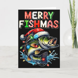 Cartão Feliz Fishmas Papai Noel Amantes de Pesca Fun Lavr
