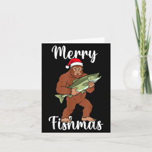 Cartão Feliz Fishmas Pé Grande Pescaria Sasquatch Diverti