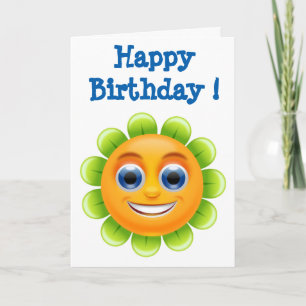 CARTÃO "FELIZ FLORES DE ROSTO DE ANIVERSÁRIO