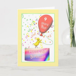 Cartão Feliz Galinha do Quarto Aniversário