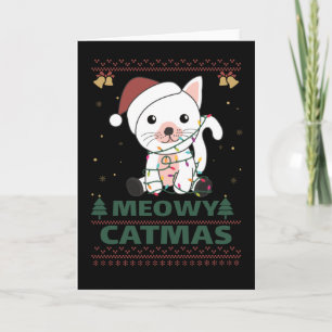 Cartão Feliz Gatmas Piada Divertida de Gato Natal Carta