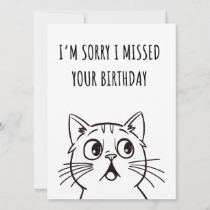 Cartão Feliz Gato Engraçado Atrasou O Aniversário