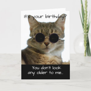 Cartão Feliz Gato Vestindo Óculos Aniversário