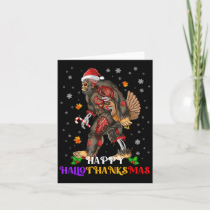 Cartão Feliz Hallothanksmas Bigfoot Halloween Graças