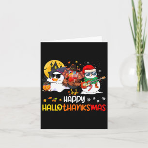 Cartão Feliz Hallothanksmas Cute Ghost Halloween Thanksgi