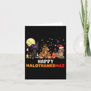 Cartão Feliz Hallothanksmas Dachshund Dog Halloween
