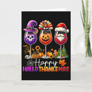 Cartão Feliz Hallothanksmas Dia das Bruxas Ação de Graças