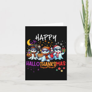 Cartão Feliz Hallothanksmas Fantasma Dia das Bruxas Ação 