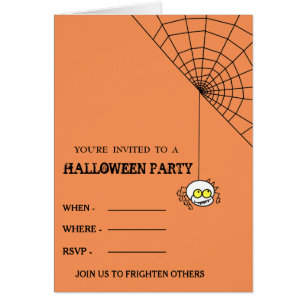 Cartão Feliz Halloween 2020 com aranha e sua teia