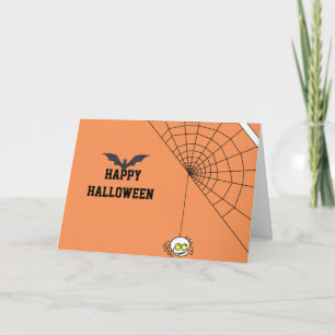 Cartão Feliz Halloween 2020 com Black Bat and Spider web