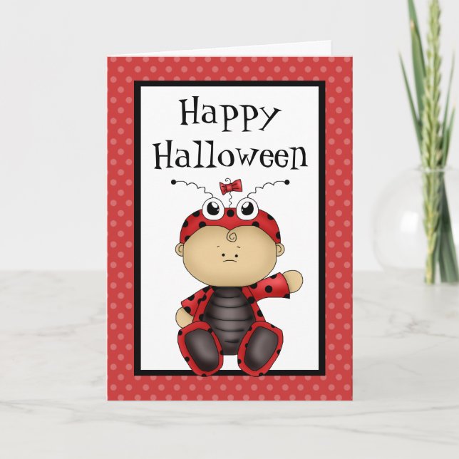 Cartão Feliz Halloween Baby Ladybug (Frente)