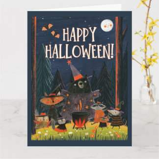 Cartão Feliz Halloween Bruxas da Floresta