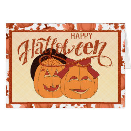 Cartão Feliz Halloween Casal de Abóboras