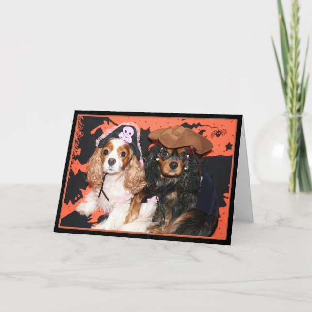 Cartão Feliz Halloween Cavalier King Charles Spaniel Card (Frente)