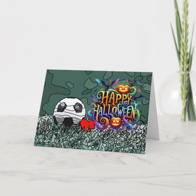 Cartão Feliz Halloween com bolas (Frente)