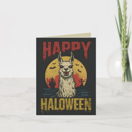 Cartão Feliz Halloween Creepy Llama
