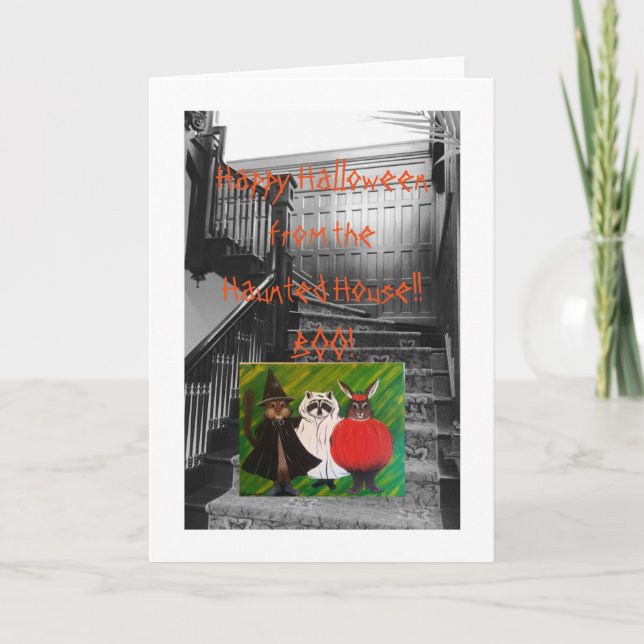 Cartão Feliz Halloween da Casa Assombrada! (Frente)