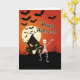 Cartão Feliz Halloween do esqueleto dançante (Yellow Flower)