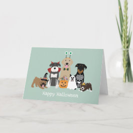 Cartão Feliz Halloween Fantasias de Pets Assustadores