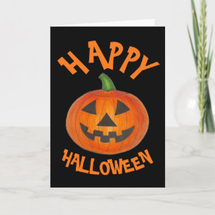 Cartão Feliz Halloween Laranja Pumpkin Jack o'Lanterna