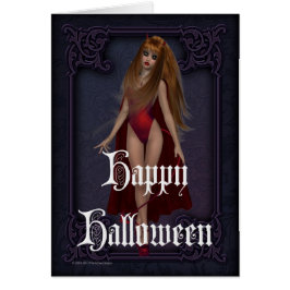 Cartão Feliz Halloween Mulher Diabo Gótica