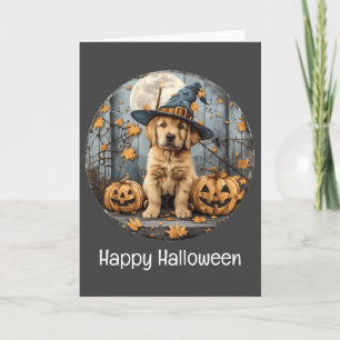 Cartão Feliz Halloween Ouro de bruxa