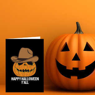 Cartão Feliz Halloween pessoal Cowboy Jack O Lantern Card