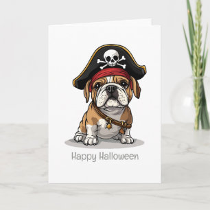 Cartão Feliz Halloween Pirate English Buldogue