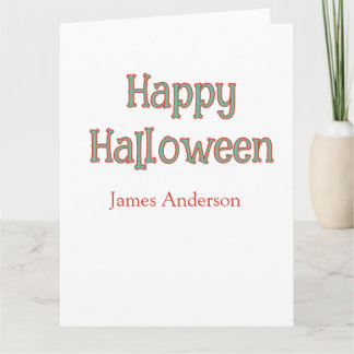 Cartão Feliz halloween verde laranja pastel moderno trend
