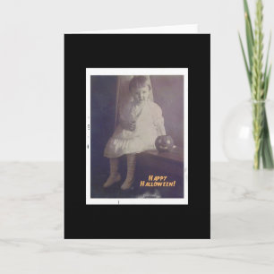 Cartão Feliz Halloween Vintage Girl