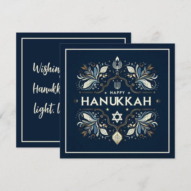 Cartão Feliz Hanukkah (Frente/Verso)