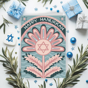 Cartão Feliz Hanukkah Art Nouveau Bloom Holiday