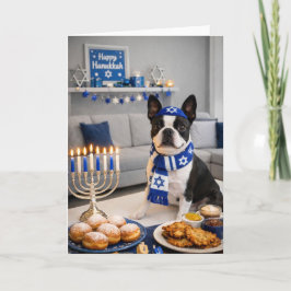 Cartão Feliz Hanukkah Boston Terrier Card