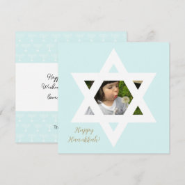Cartão Feliz Hanukkah Cute Blue Uma Foto