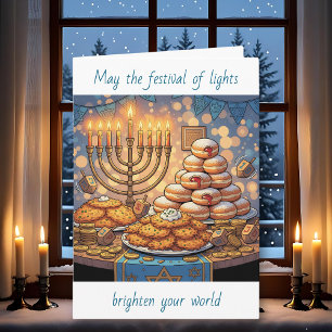 Cartão Feliz Hanukkah Festival das Luzes