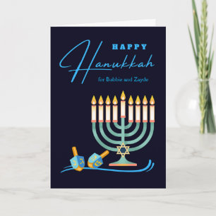 Cartão Feliz Hanukkah por Bubbie e Avós Zayde