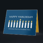 Cartão Feliz Hanukkah| Saudação simples e moderna por vel<br><div class="desc">Esta é uma design simples,  minimalista e moderna dos Menorah ou dos castigos do templo.</div>