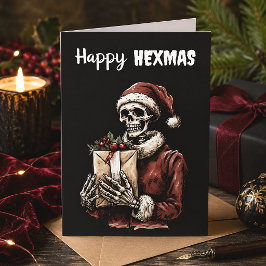 Cartão Feliz Hexmas Papai Noel Esqueleto Assustador Gótic