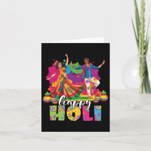 Cartão Feliz Holi Indian Dancing Primavera Holi Festival