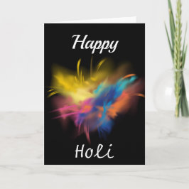 Cartão Feliz Holi no Fundo Negro