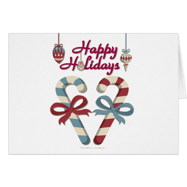 Cartão Feliz Holidays Candy Cane Heart (Frente Horizontal)