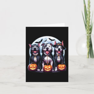 Cartão Feliz Howl-o-entre Halloween Pitbull Dog Pumpkin G