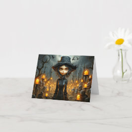 Cartão Feliz Ilustração de Bruxa Gótica do Halloween