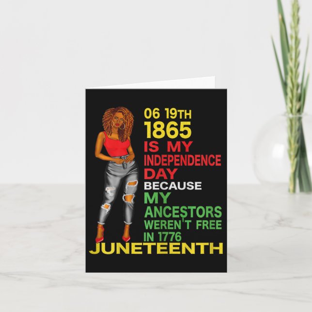 Cartão Feliz Juneteenth É Meu Dia Da Independência Preto  (Frente)