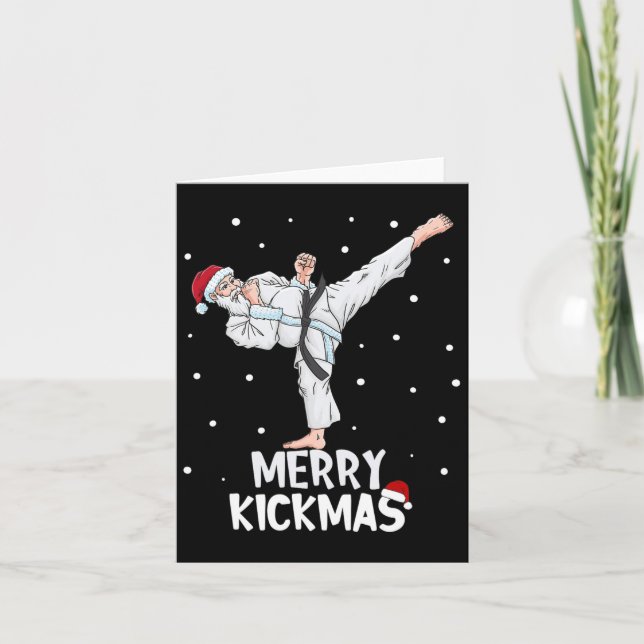 Cartão Feliz Kickmas Karate Papai Noel Artes Marciais Chr (Frente)