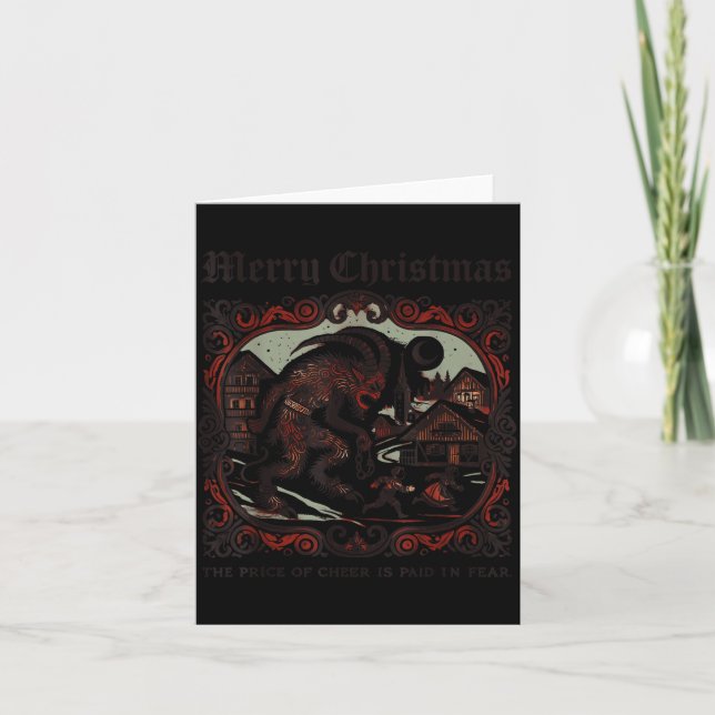 Cartão Feliz Krampus Natal Xmas Horror Suéter Feio E (Frente)