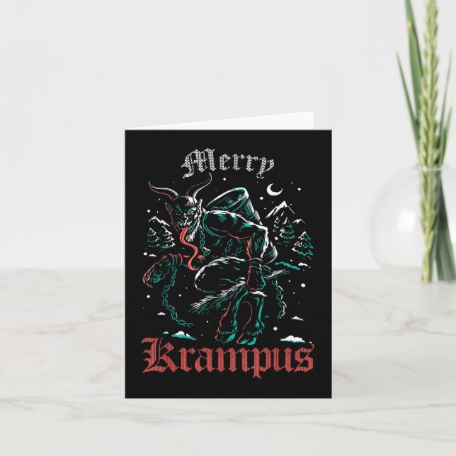 Cartão Feliz Krampus Natal Xmas Horror Ugly Mau Paj (Frente)