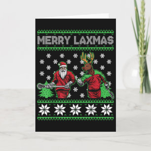 Cartão Feliz Laxmas Natal Divertido Jogador de Lacrosse F